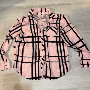 Pink and Black Plaid Shirt